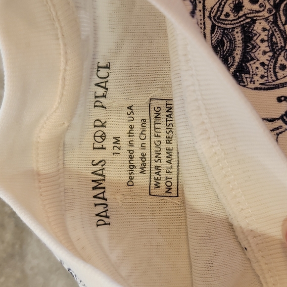 Pajamas For Peace Tranquil Elephant Kids Neutral Organic 2PC Pants Set - Picture 10 of 11